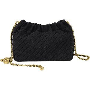 Woven Women's Crossbody Bag Woven Suede-black